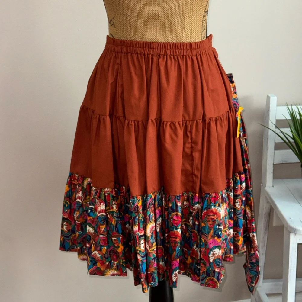Kate Schorer NWT western Native Indian print vintage top/skirt Unique set S/M